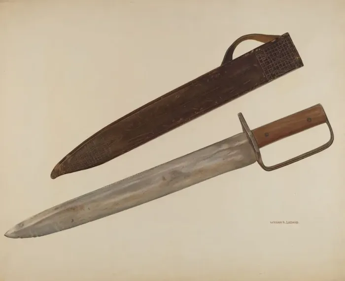 Framed Print : Trench Knife and Sheath, c. 1941. Creator: William Ludwig Framed Print : Trench Knife and Sheath, c. 1941. Creator: William Ludwig