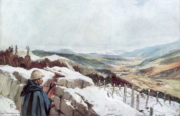 Trenches Overlooking the Munster Valley with the Rhine in the Distance, January 1916, (1926). Artist: Francois Flameng