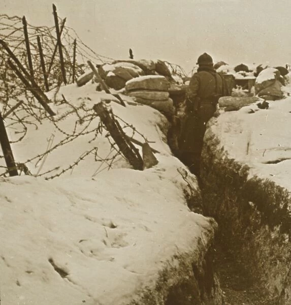 Trenches in the snow, Alsace, eastern France, c1914-c1918