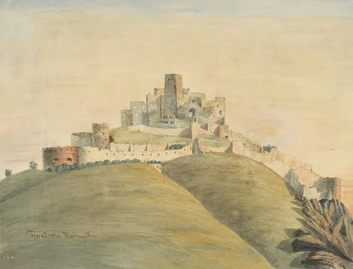 Framed Print : Trencin Castle, 1882. Creator: Jozef Konyoki Framed Print : Trencin Castle, 1882. Creator: Jozef Konyoki