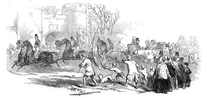 Framed Print : Trent Valley Railway - the Procession at Tamworth, 1845. Creator: Unknown Framed Print : Trent Valley Railway - the Procession at Tamworth, 1845. Creator: Unknown