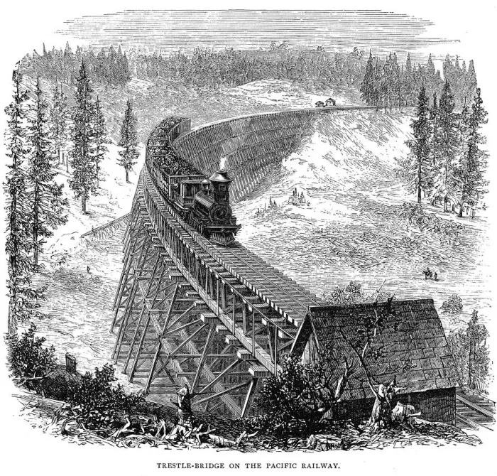 Framed Print : Trestle Bridge on the Union Pacific Railroad, USA, 1876 Framed Print : Trestle Bridge on the Union Pacific Railroad, USA, 1876