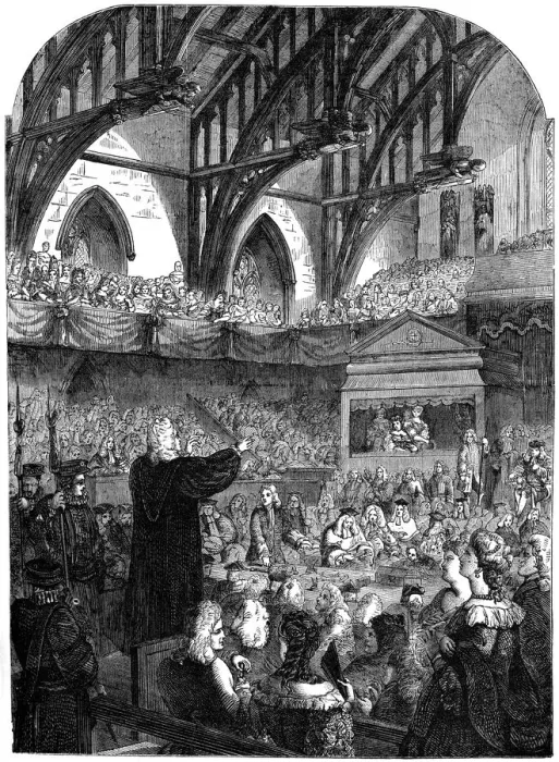 Framed Print : The trial of Dr Sacheverel, 18th century (19th century) Framed Print : The trial of Dr Sacheverel, 18th century (19th century)