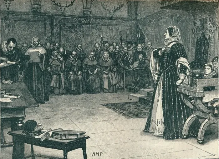Framed Print : Trial of Mary Queen of Scots in Fotheringhay Castle, 1586 (1905) Framed Print : Trial of Mary Queen of Scots in Fotheringhay Castle, 1586 (1905)