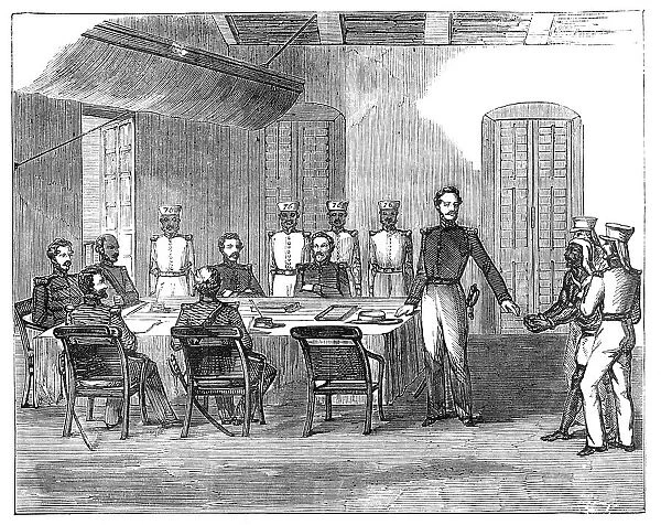 Trial of Native Prisoner by General Court-Martial, at the Main Guard, Fort William, Calcutta, 1857. Creator: Unknown