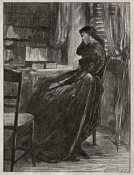 The Trial Sermon: Joanna Douglas at Her Desk, 1862. Creator: James McNeill Whistler (American