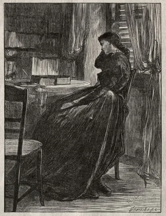 Framed Print : The Trial Sermon: Joanna Douglas at Her Desk, 1862. Creator: James McNeill Whistler (American Framed Print : The Trial Sermon: Joanna Douglas at Her Desk, 1862. Creator: James McNeill Whistler (American