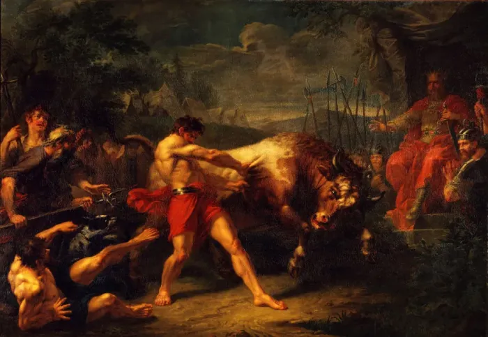 Framed Print : The Trial of Strength of Yan Usmar, 1796. Artist: Ugryumov, Grigori Ivanovich (1764-1823) Framed Print : The Trial of Strength of Yan Usmar, 1796. Artist: Ugryumov, Grigori Ivanovich (1764-1823)