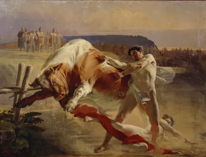 Framed Print : The Trial of Strength of Yan Usmovets, 1849. Artist: Sorokin, Yevgraf Semyonovich (1821-1892) Framed Print : The Trial of Strength of Yan Usmovets, 1849. Artist: Sorokin, Yevgraf Semyonovich (1821-1892)