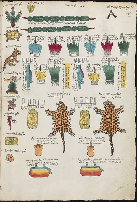 Framed Print : Tribute in the Aztec Empire that the cities had to pay. (Province of Xoconochco), 1534. Creator: Anonymous master Framed Print : Tribute in the Aztec Empire that the cities had to pay. (Province of Xoconochco), 1534. Creator: Anonymous master