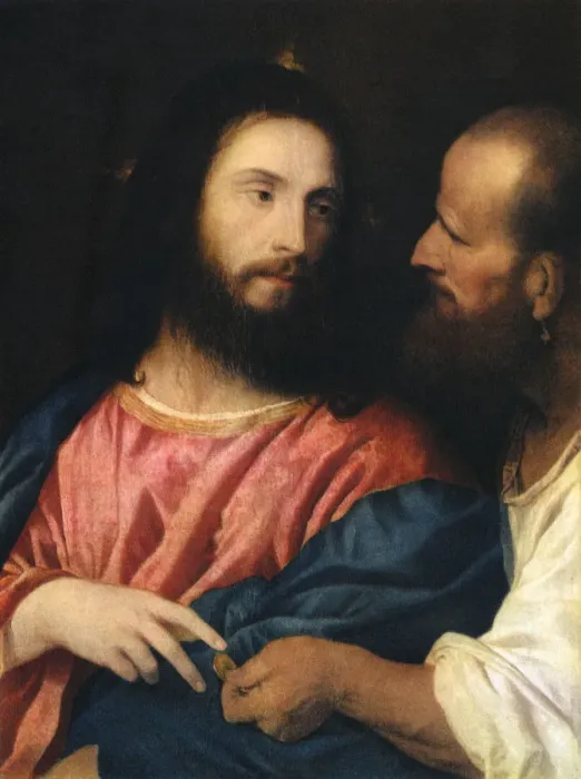 Framed Print : The Tribute Money, 1518, (1937). Artist: Titian Framed Print : The Tribute Money, 1518, (1937). Artist: Titian