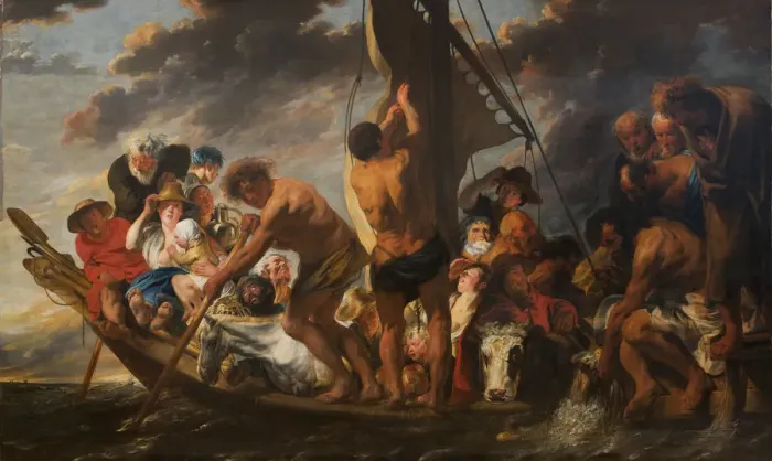 Framed Print : The Tribute Money. Peter Finding the Silver Coin in the Mouth of the Fish. (The Ferry Boat to Antwerp), 1616-1634. Artist: Jordaens, Jacob (1593-1678) Framed Print : The Tribute Money. Peter Finding the Silver Coin in the Mouth of the Fish. (The Ferry Boat to Antwerp), 1616-1634. Artist: Jordaens, Jacob (1593-1678)