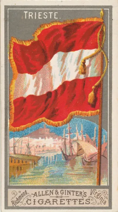 Framed Print : Trieste, from the City Flags series (N6) for Allen & Ginter Cigarettes Brands, 1887 Framed Print : Trieste, from the City Flags series (N6) for Allen & Ginter Cigarettes Brands, 1887