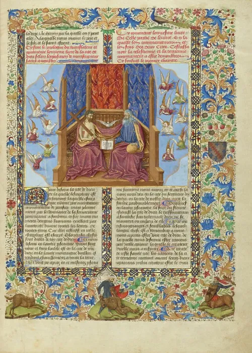 Framed Print : The Trinity, about 1440-1450. Creator: Master of the Oxford Hours Framed Print : The Trinity, about 1440-1450. Creator: Master of the Oxford Hours