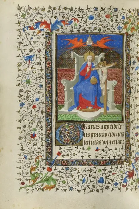 Framed Print : The Trinity; Book of Hours, about 1415-1420. Creators: Boucicaut Master, Workshop of the Boucicaut Master Framed Print : The Trinity; Book of Hours, about 1415-1420. Creators: Boucicaut Master, Workshop of the Boucicaut Master