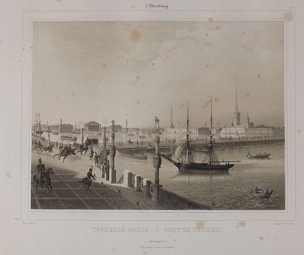 The Trinity Bridge in Saint Petersburg, 1840s