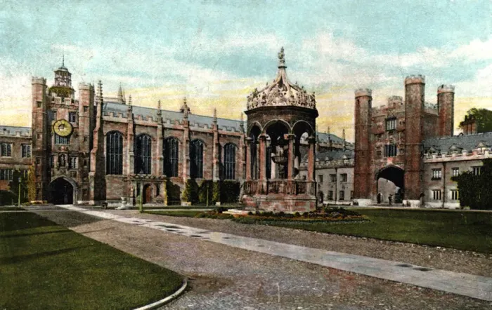 Framed Print : Trinity College fountain, Cambridge, Cambridgeshire, late 19th century Framed Print : Trinity College fountain, Cambridge, Cambridgeshire, late 19th century