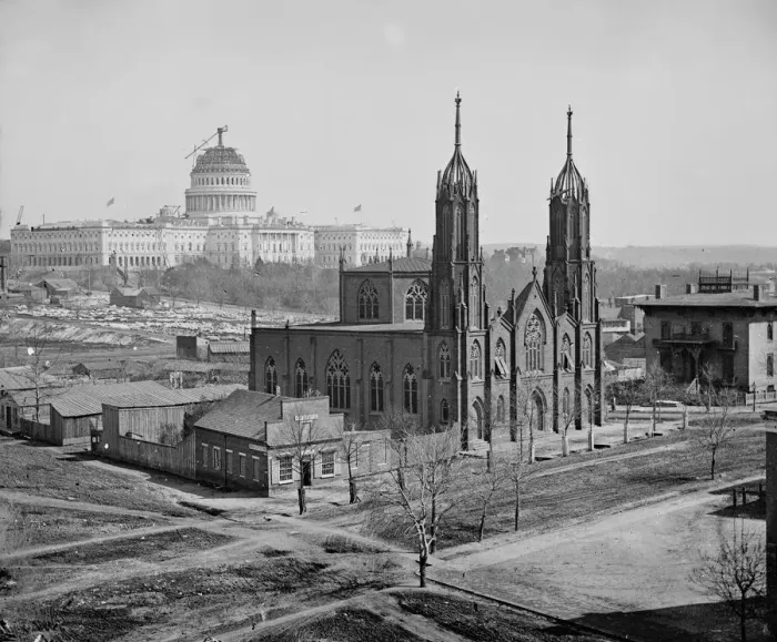 Framed Print : Trinity Episcopal Church, Washington DC, 1862. Creator: George N. Barnard Framed Print : Trinity Episcopal Church, Washington DC, 1862. Creator: George N. Barnard