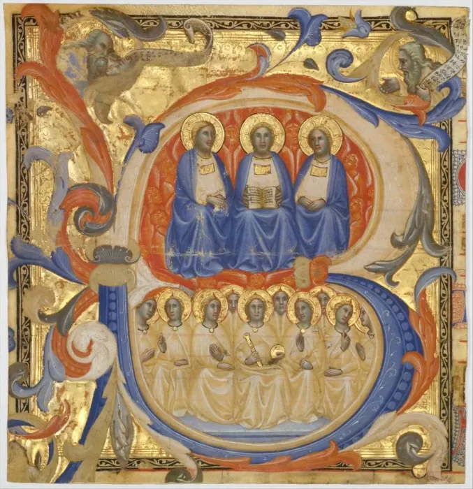 Framed Print : The Trinity in an Initial B, Probably 1387. Creator: Master of the Codex Rossiano (Sienese Framed Print : The Trinity in an Initial B, Probably 1387. Creator: Master of the Codex Rossiano (Sienese