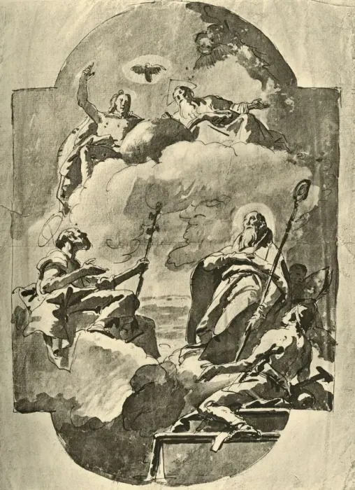 Framed Print : The Trinity and Saints, mid 18th century, (1928). Artist: Giovanni Battista Tiepolo Framed Print : The Trinity and Saints, mid 18th century, (1928). Artist: Giovanni Battista Tiepolo
