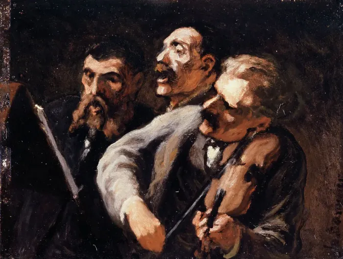 Framed Print : Trio d'amateurs, between 1863 and 1867. Creator: Honore Daumier Framed Print : Trio d'amateurs, between 1863 and 1867. Creator: Honore Daumier