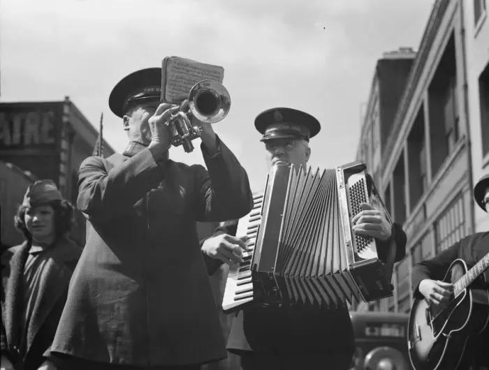 Framed Print : Trio, Salvation Army, San Francisco, California, 1939. Creator: Dorothea Lange Framed Print : Trio, Salvation Army, San Francisco, California, 1939. Creator: Dorothea Lange