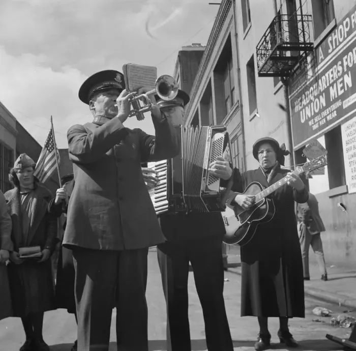 Framed Print : Trio, Salvation Army, San Francisco, California, 1939. Creator: Dorothea Lange Framed Print : Trio, Salvation Army, San Francisco, California, 1939. Creator: Dorothea Lange