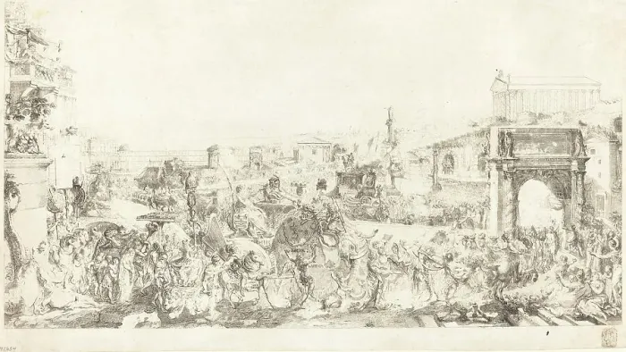 Framed Print : Triomphe de Pompee dans Rome, 1775. Creator: Gabriel de Saint-Aubin Framed Print : Triomphe de Pompee dans Rome, 1775. Creator: Gabriel de Saint-Aubin