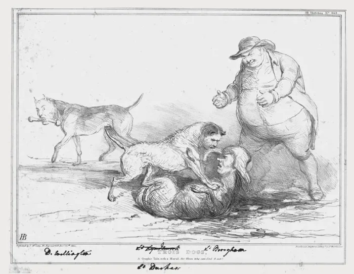 Framed Print : Trios Dogs, A Graphic Tale, with a Moral, for those who can find it out!, 1834. Creator Framed Print : Trios Dogs, A Graphic Tale, with a Moral, for those who can find it out!, 1834. Creator