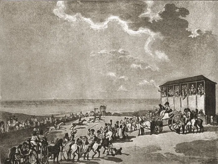 Framed Print : A Trip to Brighton a Hundred Years Ago; Brighton Races, c1788, 1888. Creator: Unknown Framed Print : A Trip to Brighton a Hundred Years Ago; Brighton Races, c1788, 1888. Creator: Unknown
