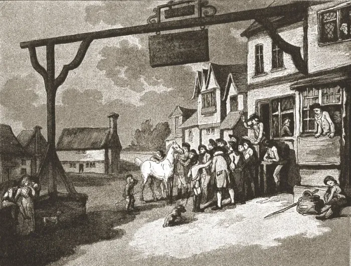 Framed Print : A Trip to Brighton a Hundred Years Ago;'The George'at Crawley, c1788, 1888. Creator: Unknown Framed Print : A Trip to Brighton a Hundred Years Ago;'The George'at Crawley, c1788, 1888. Creator: Unknown