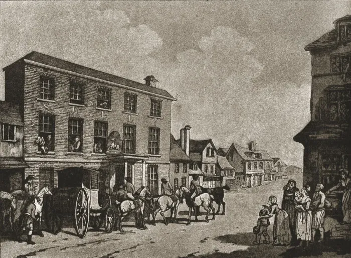 Framed Print : A Trip to Brighton a Hundred Years Ago;'The White Hart'at Reigate, c1788, 1888. Creator: Unknown