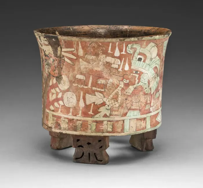 Framed Print : Tripod Vessel with a Blowgunner Scene, A. D. 300 / 500. Creator: Unknown Framed Print : Tripod Vessel with a Blowgunner Scene, A. D. 300 / 500. Creator: Unknown