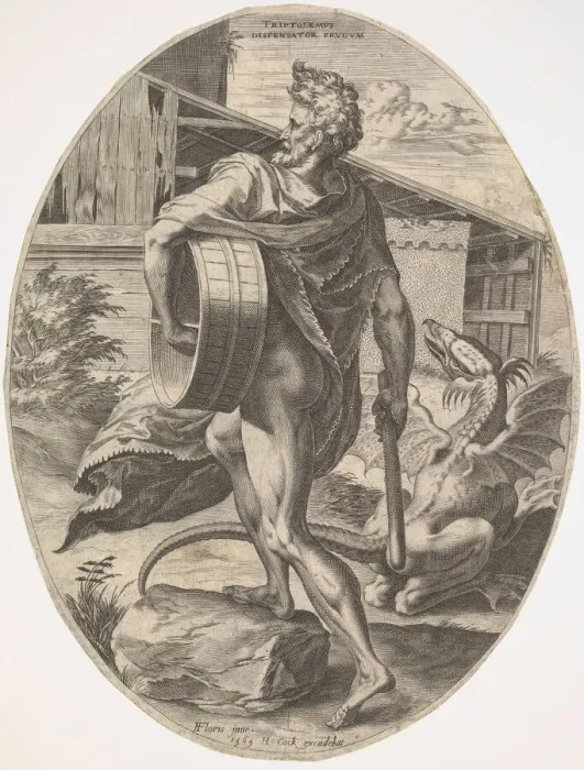 Framed Print : Triptolemus from The Rural Gods, 1565. Creator: Cornelis Cort Framed Print : Triptolemus from The Rural Gods, 1565. Creator: Cornelis Cort
