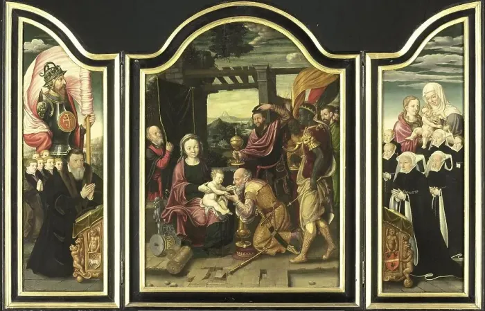 Framed Print : Triptych with the Adoration of the Magi, 1520-1600. Creator: Unknown