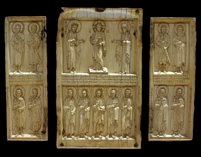 Framed Print : Triptych Casanatense: Triptych with Deesis and saints, Mid of the 10th century. Creator: Byzantine Master Framed Print : Triptych Casanatense: Triptych with Deesis and saints, Mid of the 10th century. Creator: Byzantine Master