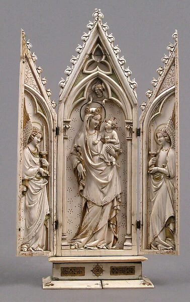 Triptych with the Coronation of the Virgin, German, 1325-50. Creator: Unknown
