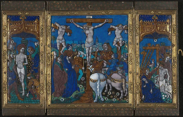 Triptych with The Crucifixion, The Flagellation, and The Entombment, Limoges, c. 1500