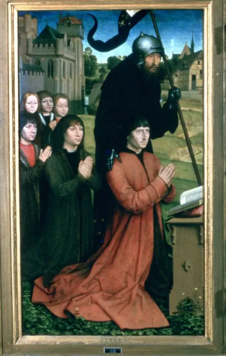 Framed Print : Triptych of the Family Moreel, Detail, 1484. Artist: Hans Memling Framed Print : Triptych of the Family Moreel, Detail, 1484. Artist: Hans Memling
