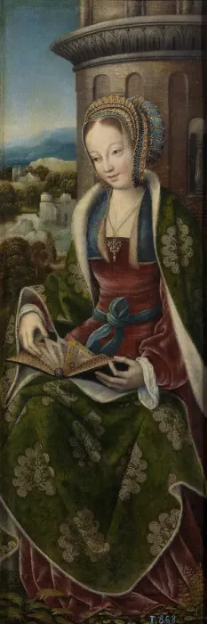 Framed Print : Triptych of the Holy Family with Music Making Angels. Right panel: Saint Barbara, ca 1510-1520. Artist: Master of Frankfurt (1460-ca. 1533) Framed Print : Triptych of the Holy Family with Music Making Angels. Right panel: Saint Barbara, ca 1510-1520. Artist: Master of Frankfurt (1460-ca. 1533)