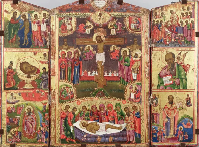 Framed Print : Triptych Icon, 1850-1990. Creator: Unknown