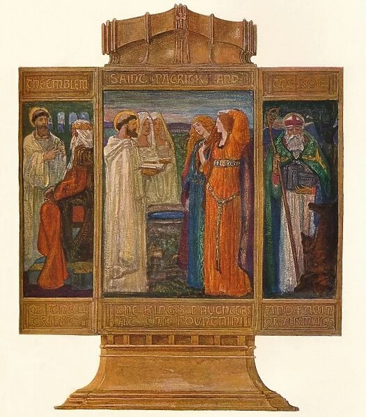 Triptych in Painted enamels: Scenes from the life of St. Patrick, 1903. Artist: Alexander Fisher