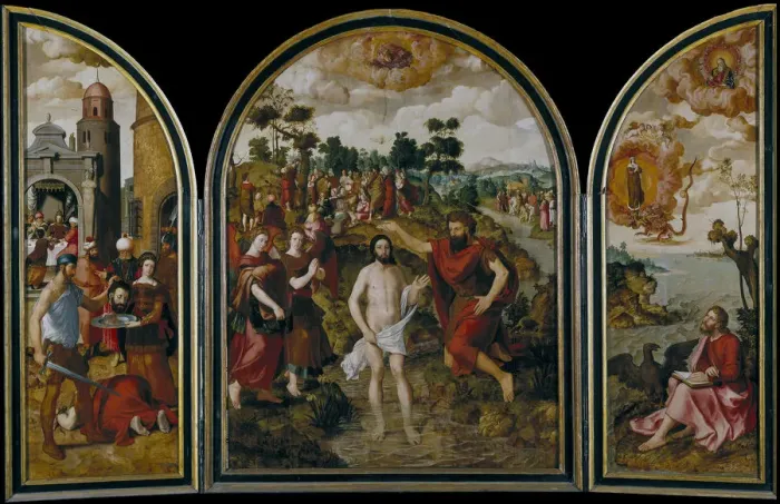Framed Print : The triptych of Saint John the Baptist, 1549. Artist: Pourbus, Pierre (1524-1584) Framed Print : The triptych of Saint John the Baptist, 1549. Artist: Pourbus, Pierre (1524-1584)