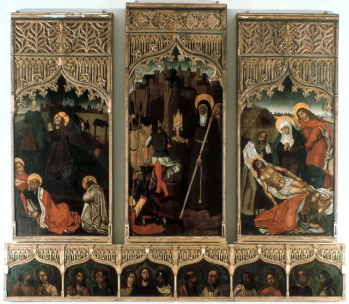 Framed Print : Triptych of Santa Clara, 1486. Artist: Mestre Hilarius Framed Print : Triptych of Santa Clara, 1486. Artist: Mestre Hilarius