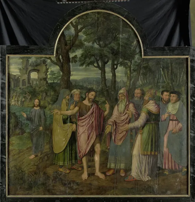 Framed Print : Triptych with Scenes from the Life of St John the Baptist, 1557. Creator: Jan van Coninxloo the Younger Framed Print : Triptych with Scenes from the Life of St John the Baptist, 1557. Creator: Jan van Coninxloo the Younger