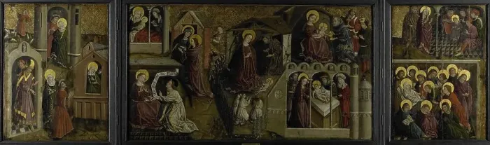 Framed Print : Triptych with Scenes from the Life of the Virgin, c.1450. Creator: Anon Framed Print : Triptych with Scenes from the Life of the Virgin, c.1450. Creator: Anon