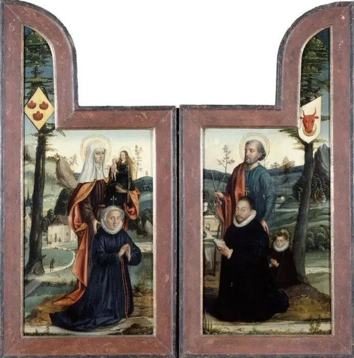 Framed Print : Triptych with St Peter and St Anne, front, 16th Century. Artist: Bernaert van Orley Framed Print : Triptych with St Peter and St Anne, front, 16th Century. Artist: Bernaert van Orley