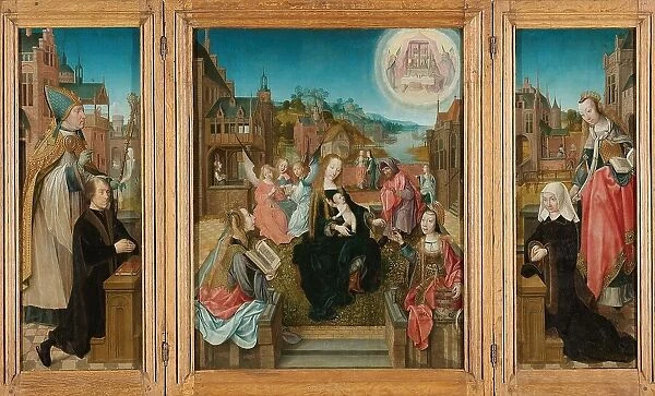 Triptych with Virgin and Child with Saints (center), male Donor with Saint Martin (left, inner wing) Creator: Master of Delft