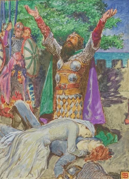 Framed Print : Tristan und Isolde: 'Dead! They're all gone! All are dead!', 1908 Framed Print : Tristan und Isolde: 'Dead! They're all gone! All are dead!', 1908
