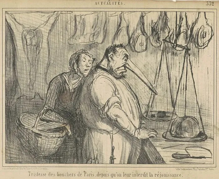 Framed Print : Tristesse des bouchers de Paris... 19th century. Creator: Honore Daumier Framed Print : Tristesse des bouchers de Paris... 19th century. Creator: Honore Daumier